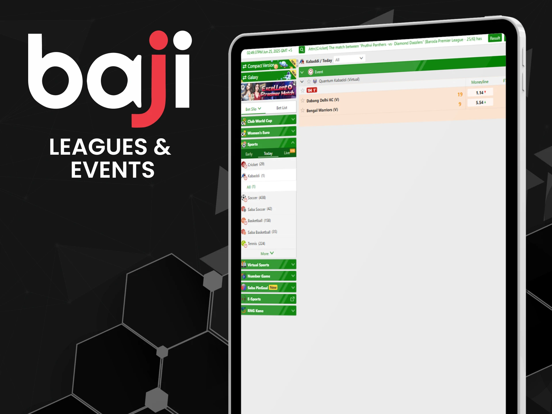 Choose your favorite event for Kabaddi betting from Baji.
